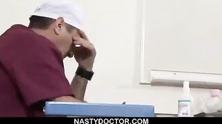 The doctor used a special tool to extend the girl’s pussy