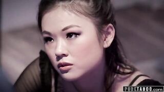 Skinny Asian babe Lulu Chu seduced her stepdad's best friend at the wake
