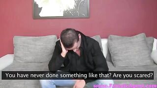The chick made the guy do a blowjob at the casting couch