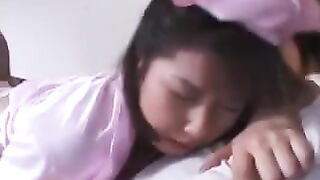 He washed his dick from the vagina and finished cum on the bed