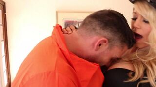 A fugitive had to fuck a hot police officer with huge tits