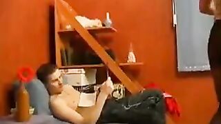 The guy douses his mother’s ass with sperm in a taboo act