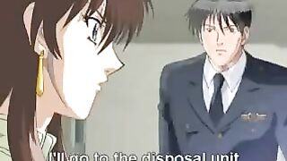 A big-eyed Hentai girl skillfully makes a blowjob, showcasing her stunning gaze