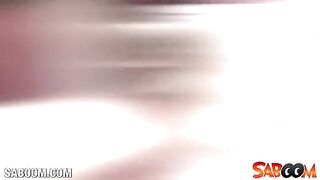 Girl greatly fucked herself with a big dildo in stockings