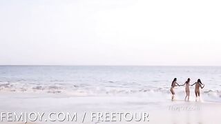 Nudist beach: a girl was lucky to see something impressive