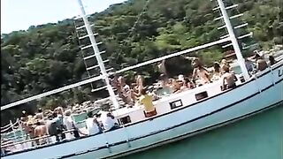 A group sex party on the yacht with as many girls as possible