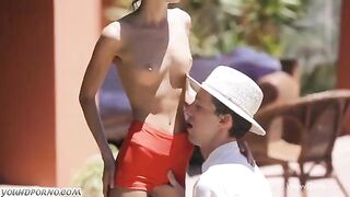 Skinny brunette Gina Jerson takes a thick cock in her pussy