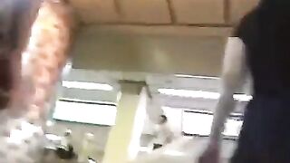 Peeping under the dresses of passers-by with a hidden camera