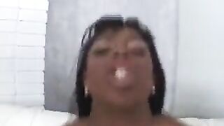 Black girl makes a stunning blowjob for her white guy