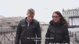 The first oncoming vehicle, Russian girl makes a blowjob