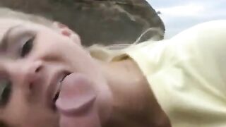 Girl got a sweet dessert from the guy in the form of sperm on her face