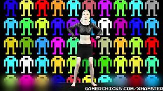 Sexy dancing with a bare chest in front of a crowd of men