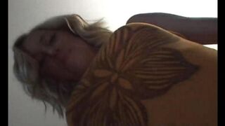 First creamy on a couch for a young blonde teen with natural tits