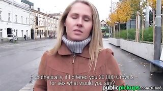A blonde is willing to fuck for a new sofa
