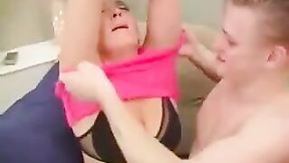 A hot grandma is getting fucked on a chair and she loves it
