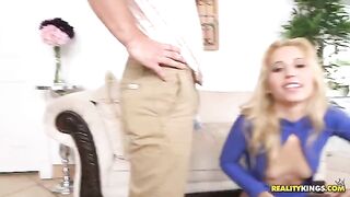 Fella fucked a blonde girl with cancer on the couch in a rough session