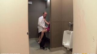 A girl is fucking with waiter in the restaurant toilet, he came to her