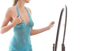 The little chick loves to dance in front of the mirror and show her ass