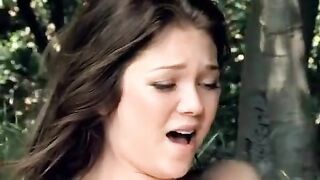 A hot lesbian encounter during a picnic in the park with two brunettes