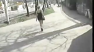 An old man has sex with one young girl on the couch