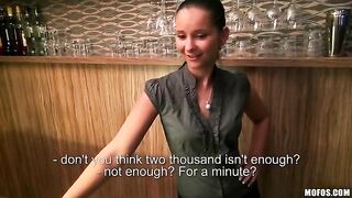 A beautiful girl is working as a bartender and she is looking for a man
