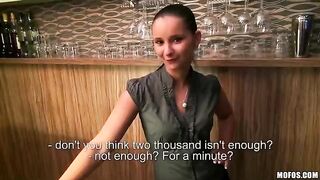 A beautiful girl is working as a bartender and she is looking for a man