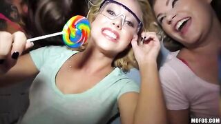 A woman is fucking in a group, not lagging behind anyone