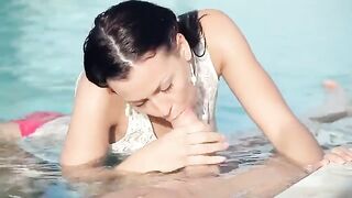 A Russian girl is fucking in the swimming pool, showcasing her beauty