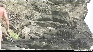 Amateur footage of people without clothes on a nude beach