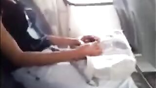 A handsome guy pulled his cock out and started jerking it in front of the girl