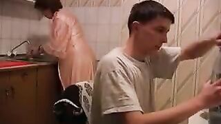A hot mom gets fucked in the kitchen, it's really cool stuff