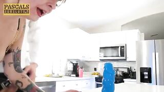 The girl skillfully navigated through the bumps with her pussy