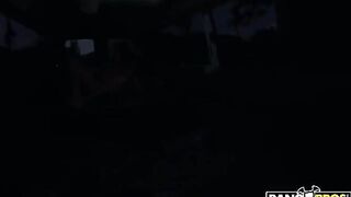 The sexy brunette with big boobs is fucking in the car xxx