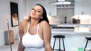 Shooting balls for boob shots with a stunning brunette