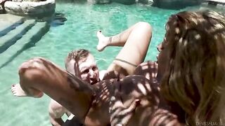 Bad Relatives 2: a hot pool scene with intense action and fake boobs