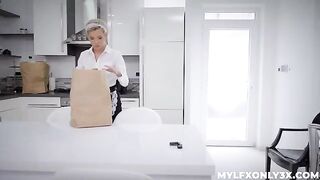 The girl is getting horny with the maids in stockings