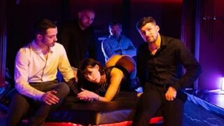 A girl named Whitney acts as a submissives at an orgy party