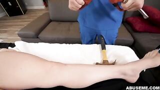 A cute girl has a rough sex with her boyfriend, reaching intense orgasm