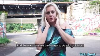 Blonde MILF is getting fucked right on the street