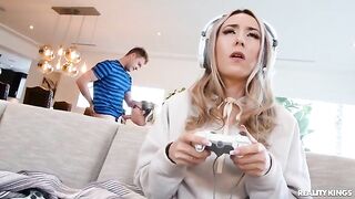A hot nerd girl in glasses is fucking like a slut
