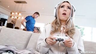A hot nerd girl in glasses is fucking like a slut