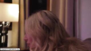Kayley Gunner, the busty blonde from Hawaii, in sexy stockings foot job action