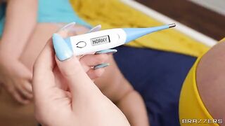 A girl with big natural boobs is bedbound and in need of attention