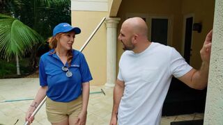 My pool girl is a sexy redhead MILF with an amazing ass