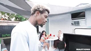 Black guy has sex with girl at the barbecue party
