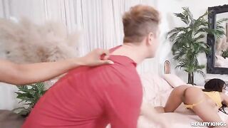 Hot Latina threesome action with roomie swap - FFM style
