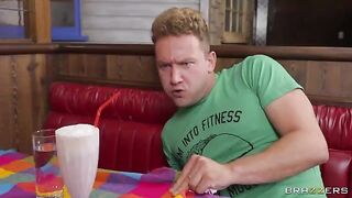 Hot blondie gets her asshole greased at the diner toilet, it’s a ass fuck spectacle