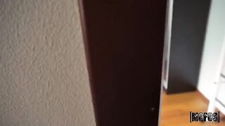 A spy guy got caught by a hot roommate in action