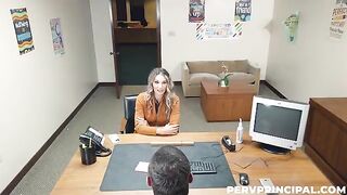 The boss fucked the secretary on the table in the office