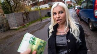 Blonde MILF slut fucked outdoors for money